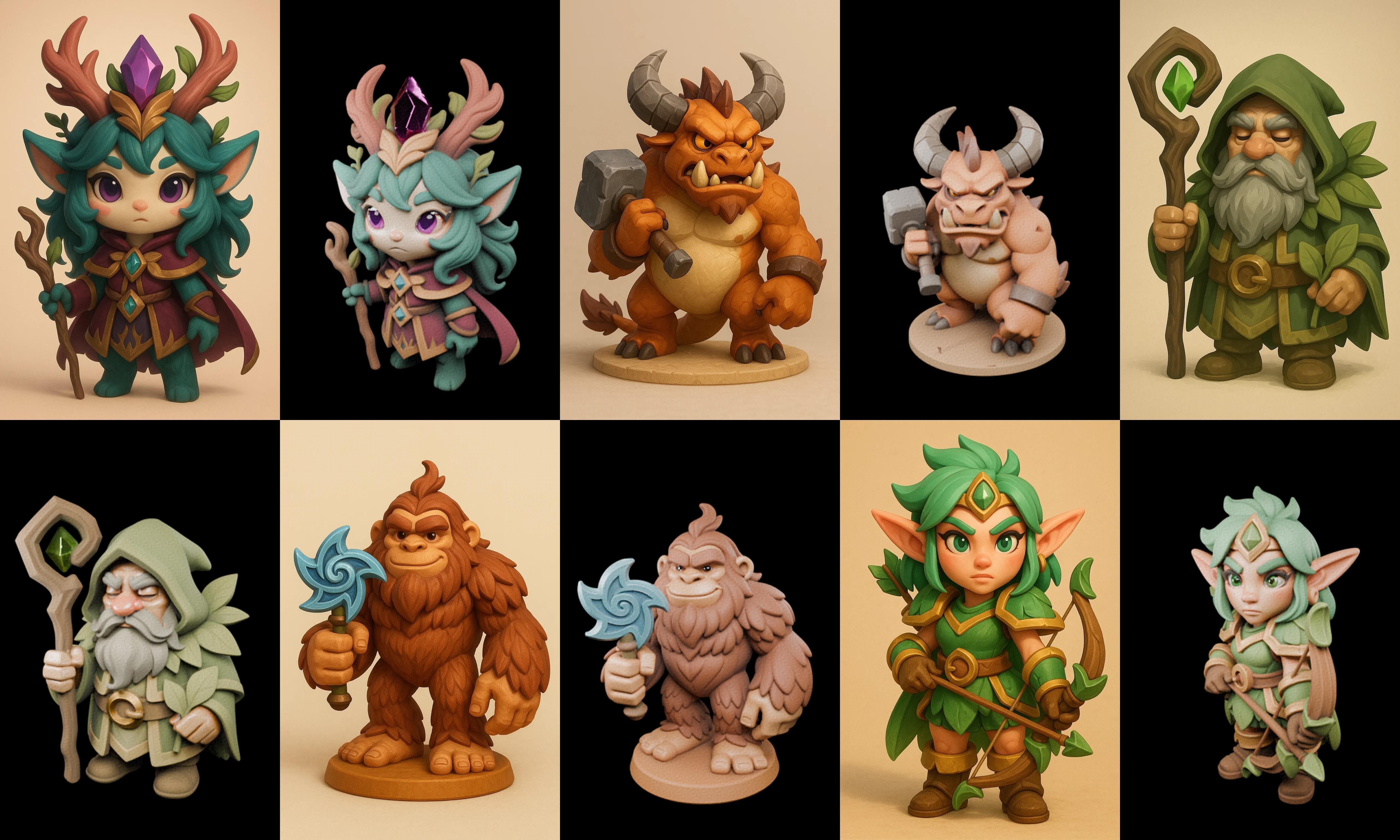 Role Play Fantasy Character bundle 12 pack 100 glb Low-poly 3D model_8