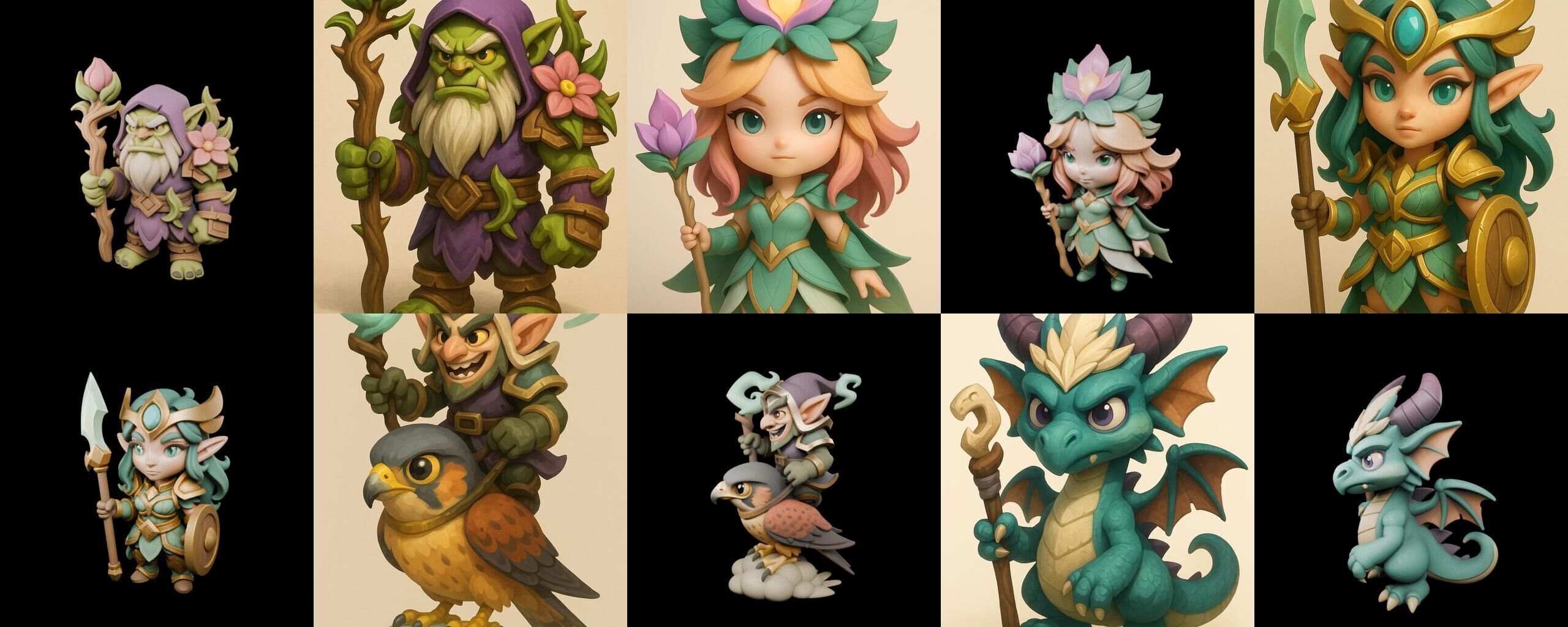 Role Play Fantasy Character bundle 12 pack 100 glb Low-poly 3D model_12