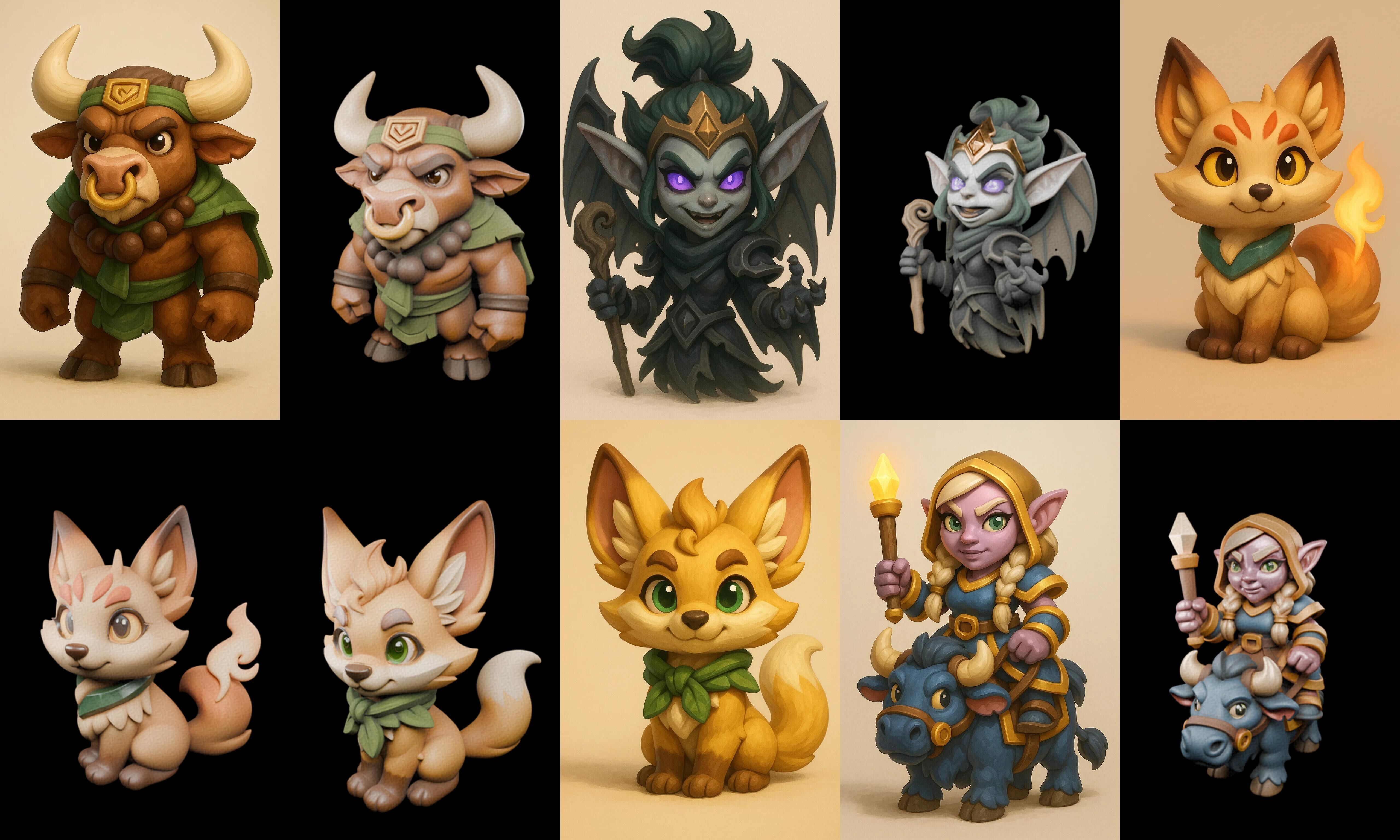 Role Play Fantasy Character bundle 12 pack 100 glb Low-poly 3D model_3