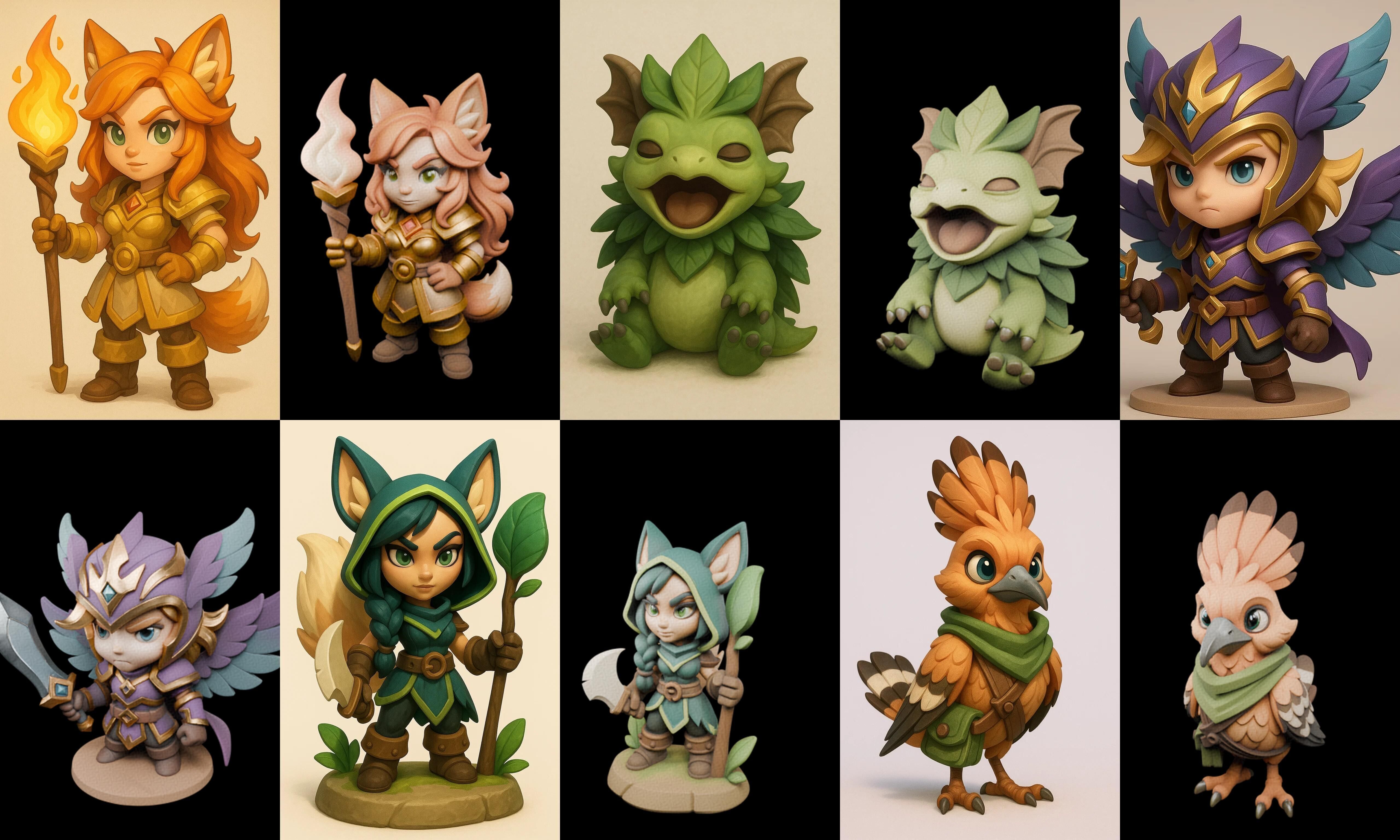 Role Play Fantasy Character bundle 12 pack 100 glb Low-poly 3D model_5