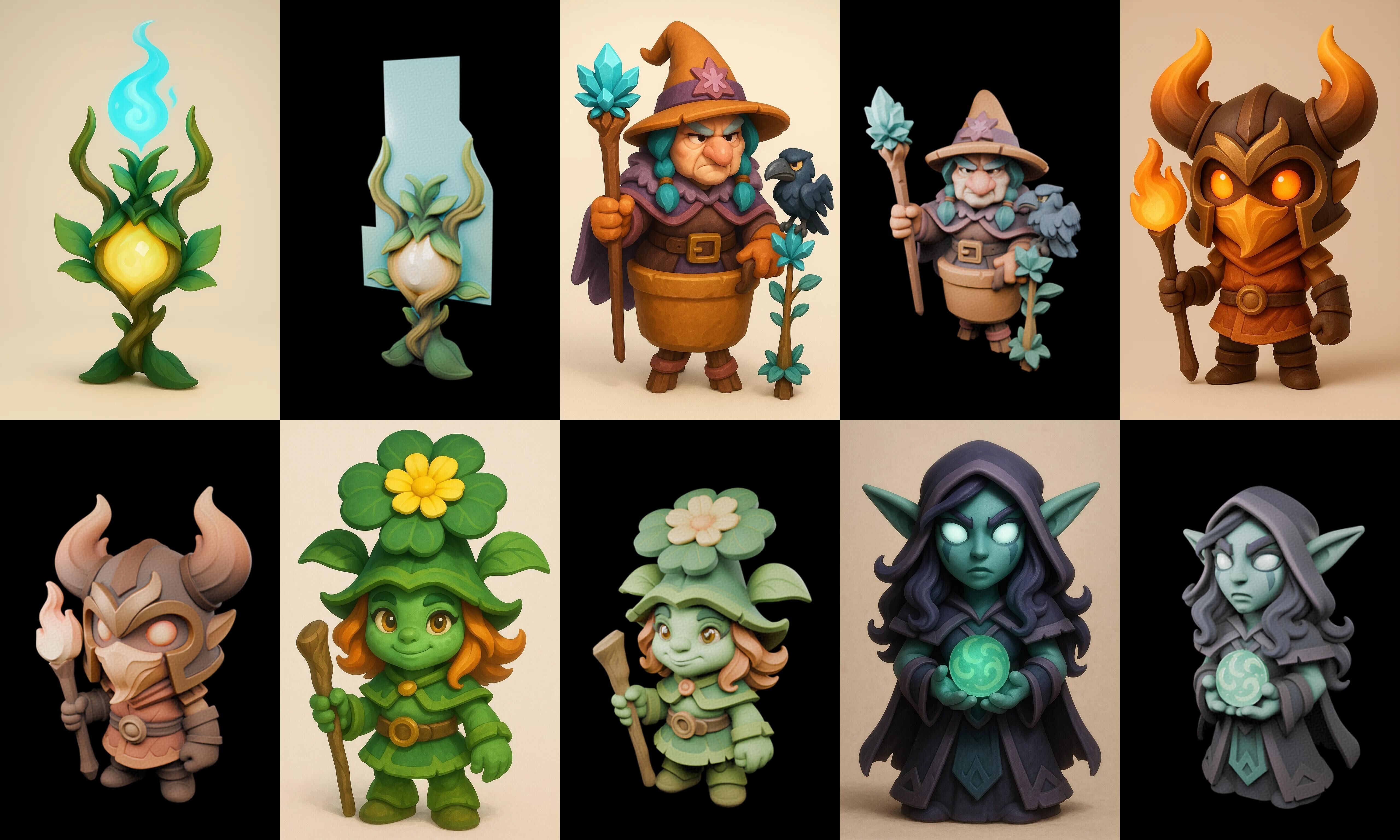 Role Play Fantasy Character bundle 12 pack 100 glb Low-poly 3D model_1