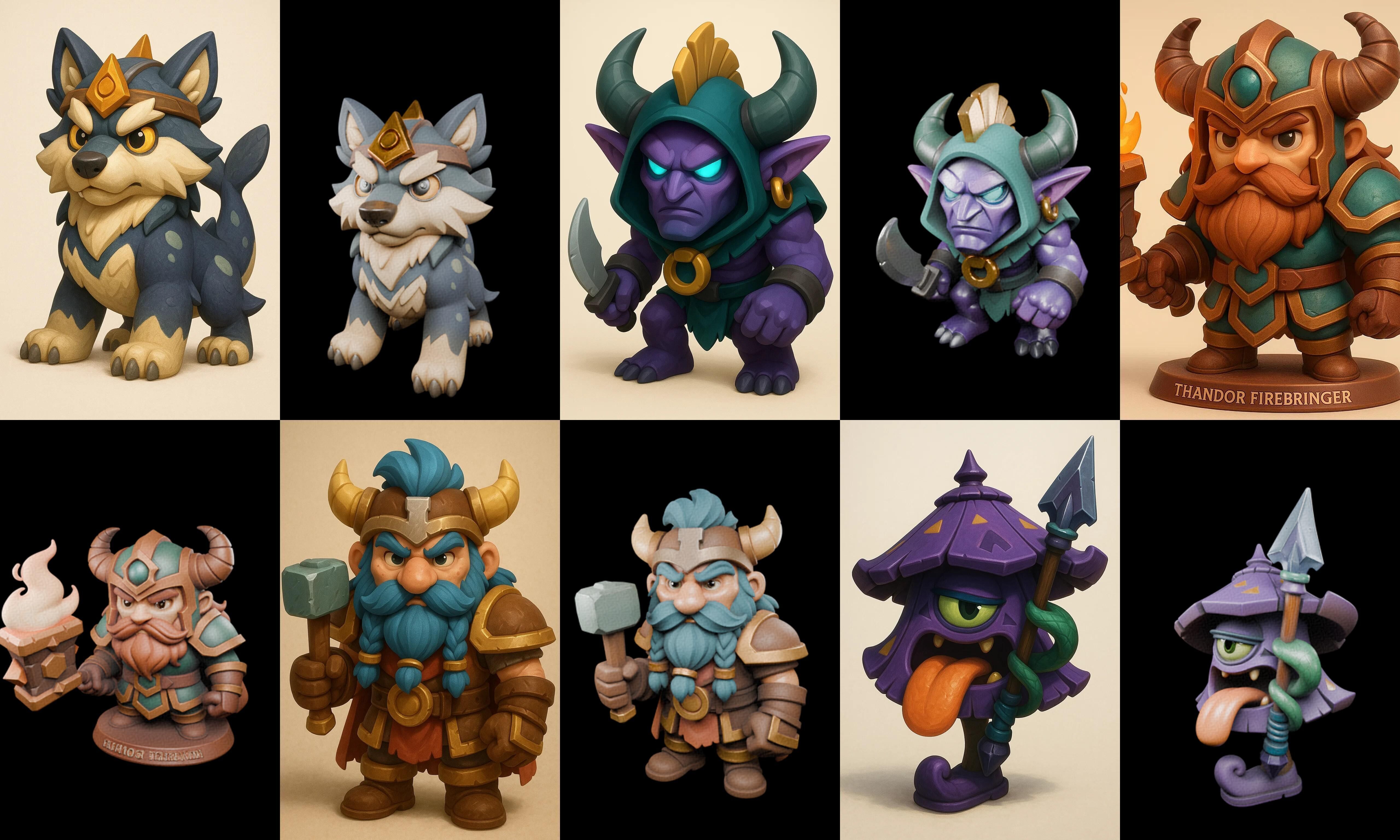 Role Play Fantasy Character bundle 12 pack 100 glb Low-poly 3D model_15