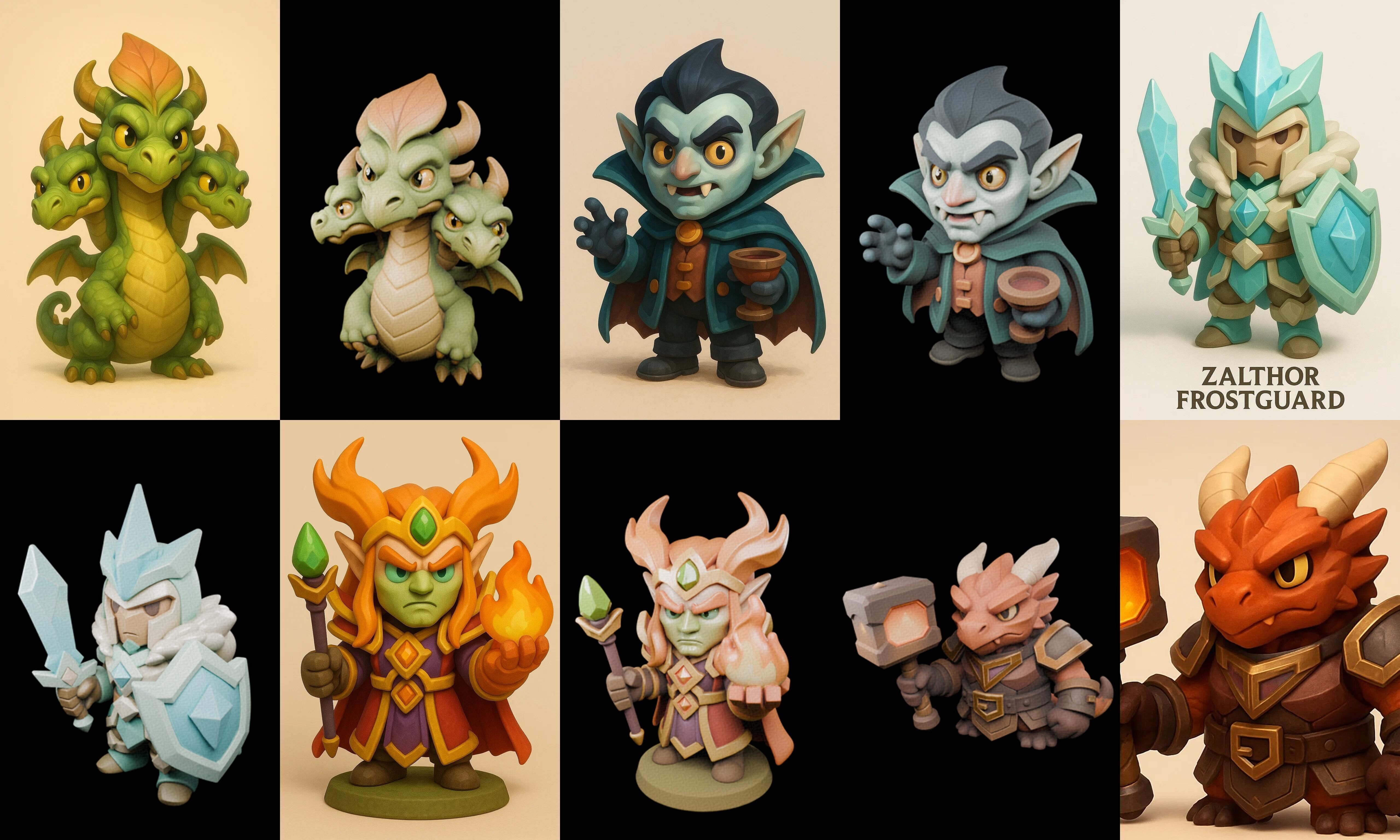 Role Play Fantasy Character bundle 12 pack 100 glb Low-poly 3D model_10