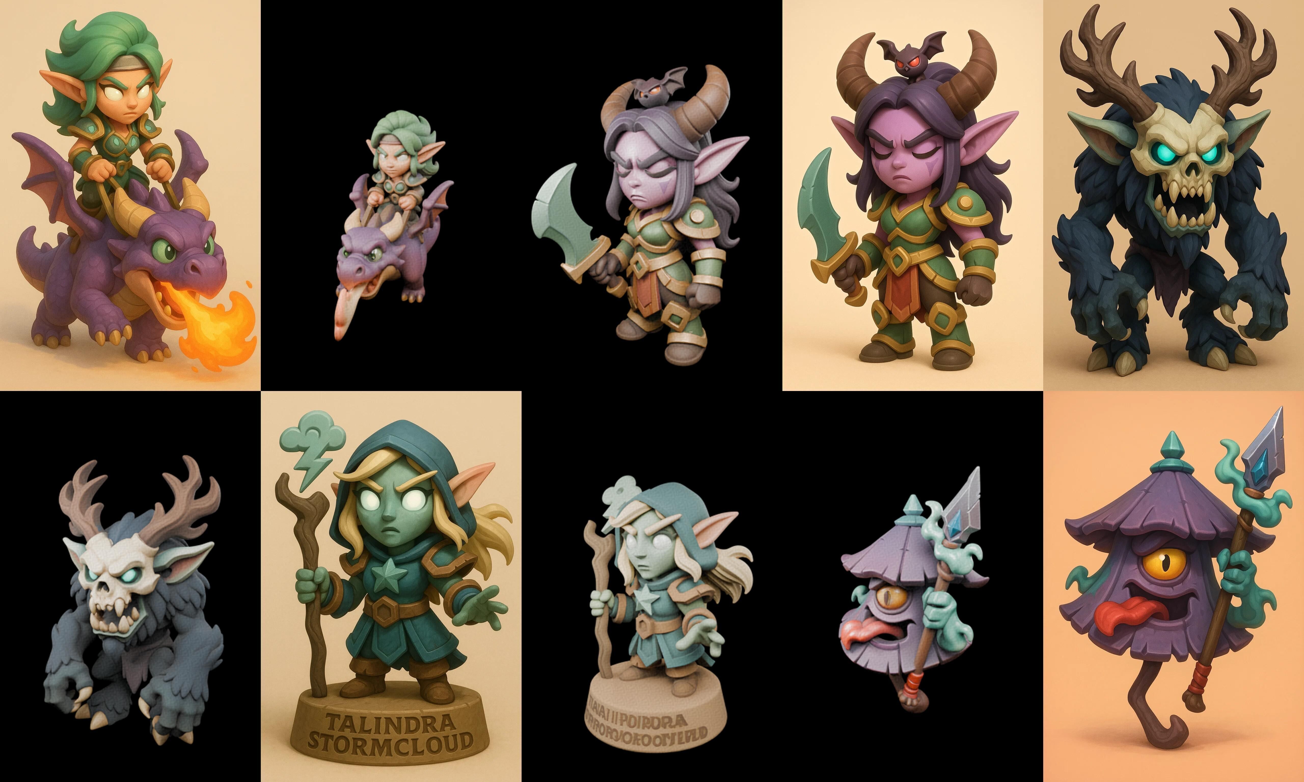 Role Play Fantasy Character bundle 12 pack 100 glb Low-poly 3D model_7