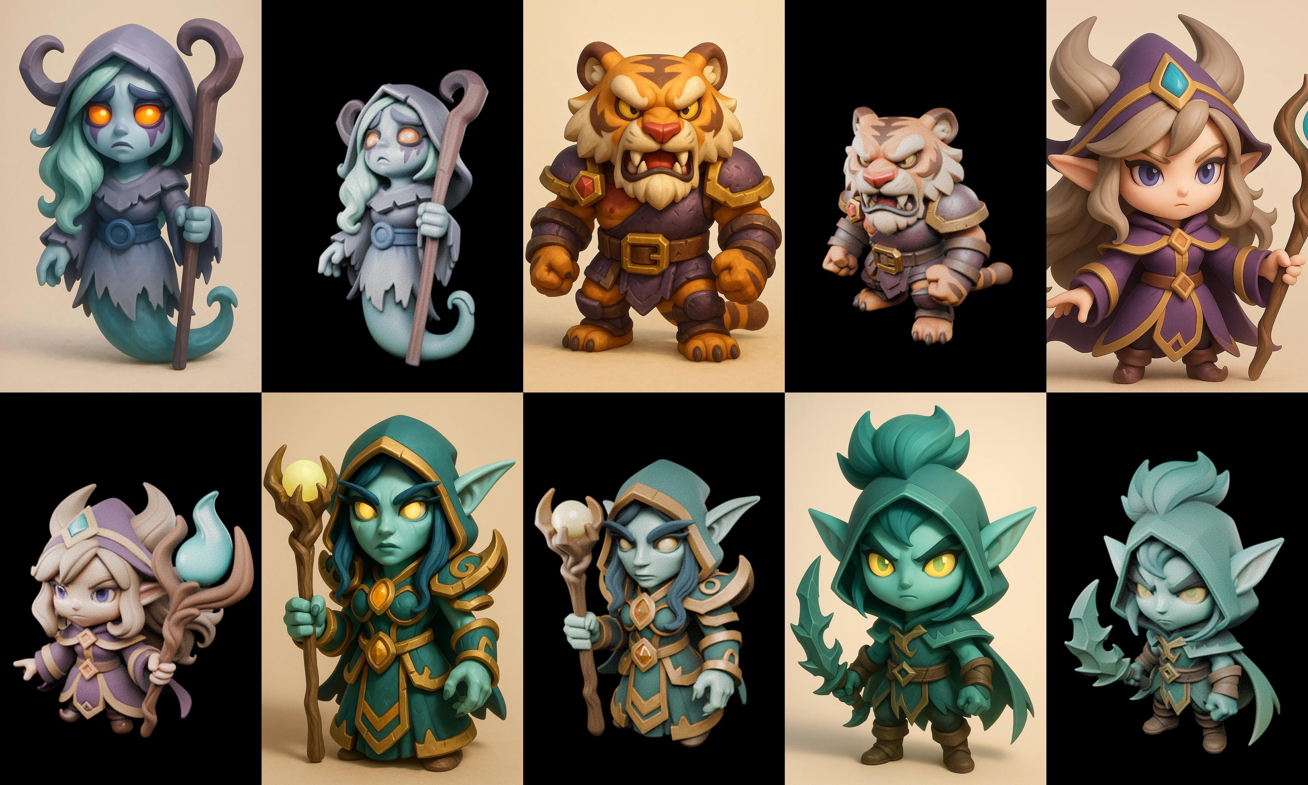 Role Play Fantasy Character bundle 12 pack 100 glb Low-poly 3D model_9