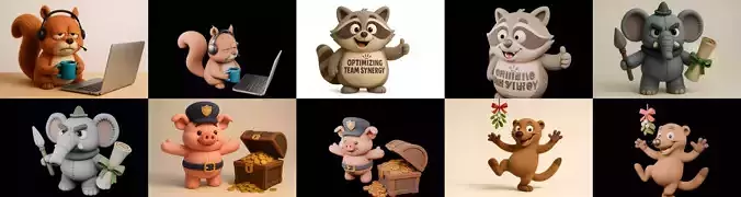 Funny Animals bundle 8 pack 100 glb