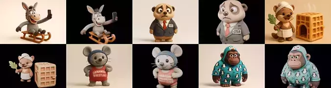 Funny Animals bundle 7 pack 100 glb