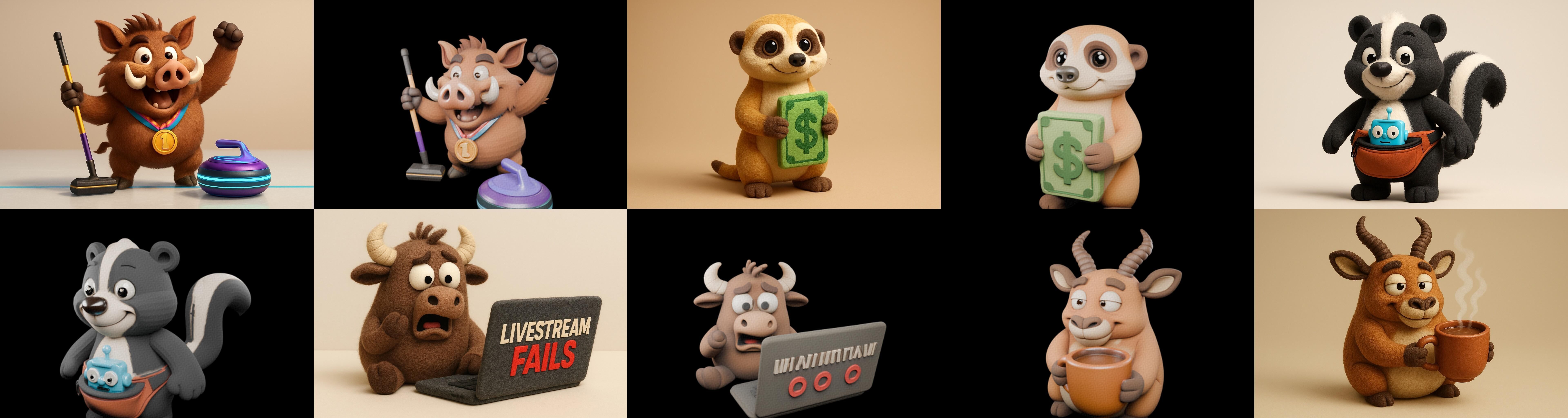 Funny Animals bundle 6 pack 100 glb Low-poly 3D model_14