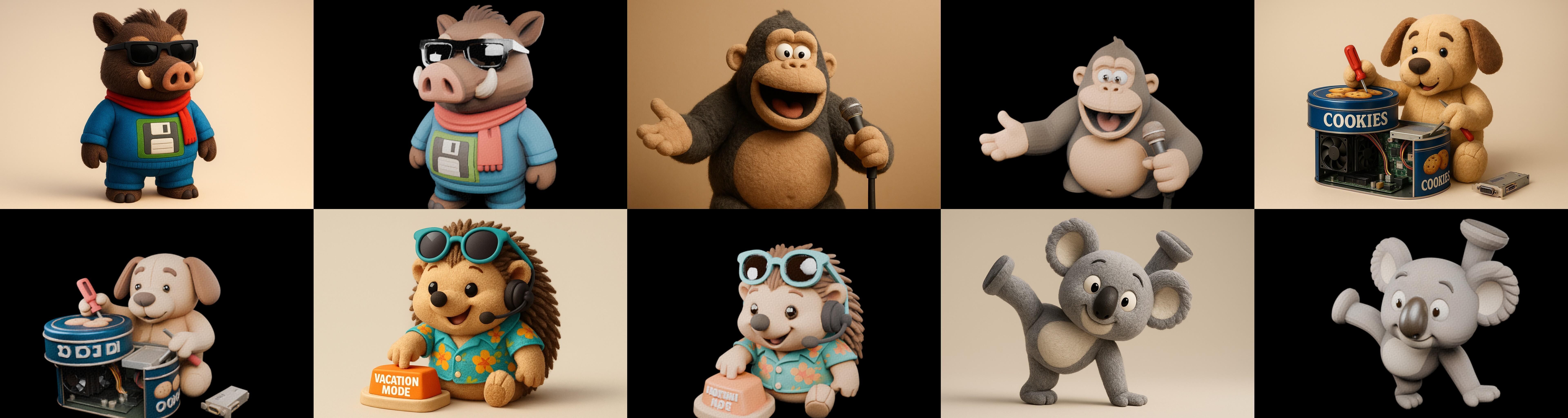 Funny Animals bundle 6 pack 100 glb Low-poly 3D model_1