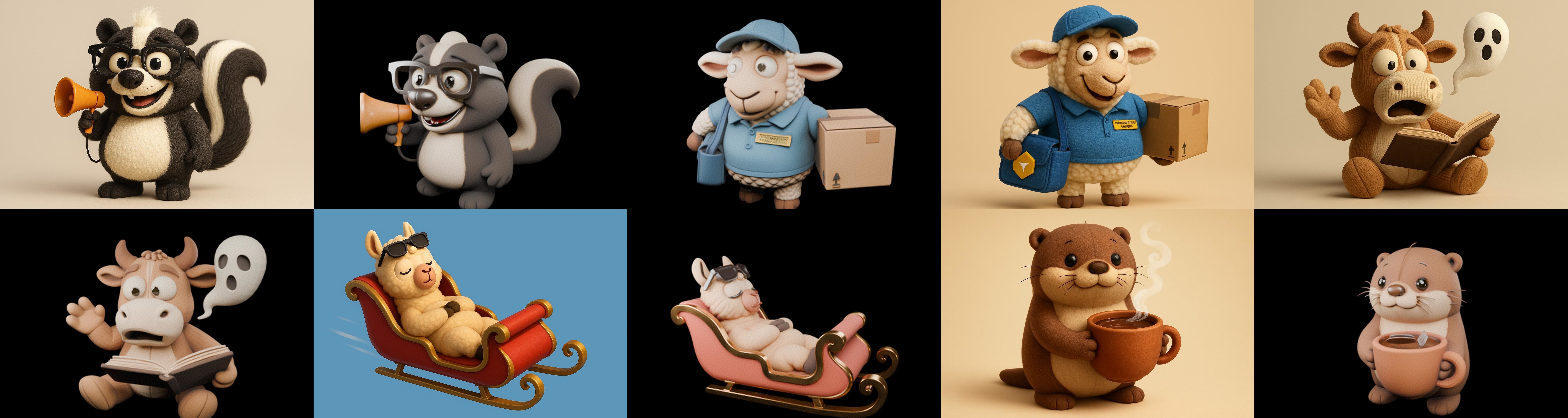 Funny Animals bundle 6 pack 100 glb Low-poly 3D model_13