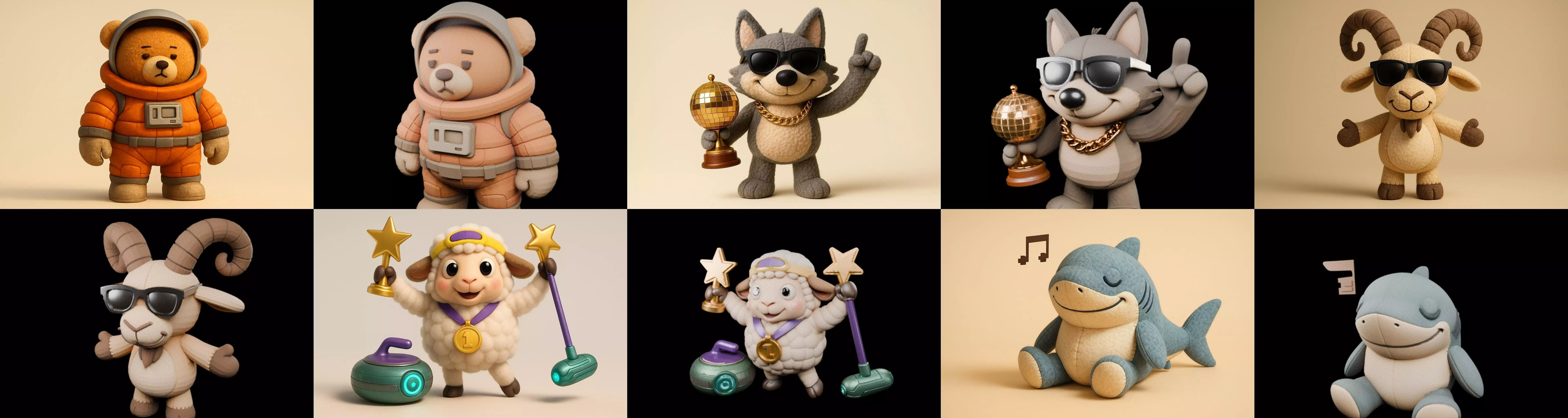 Funny Animals bundle 6 pack 100 glb Low-poly 3D model_0