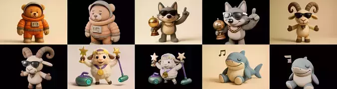 Funny Animals bundle 6 pack 100 glb