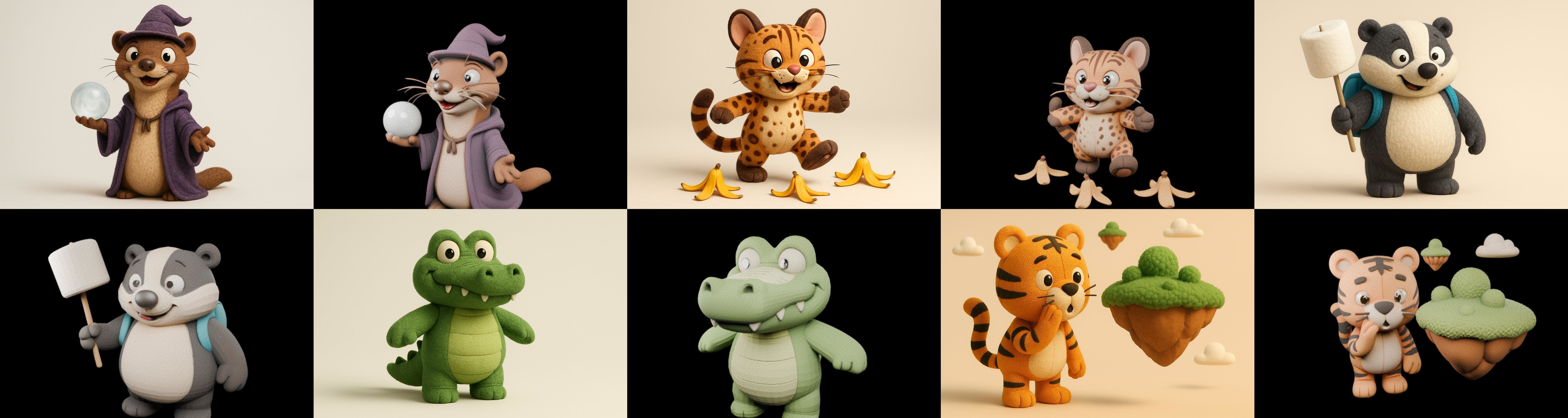 Funny Animals bundle 6 pack 100 glb Low-poly 3D model_12