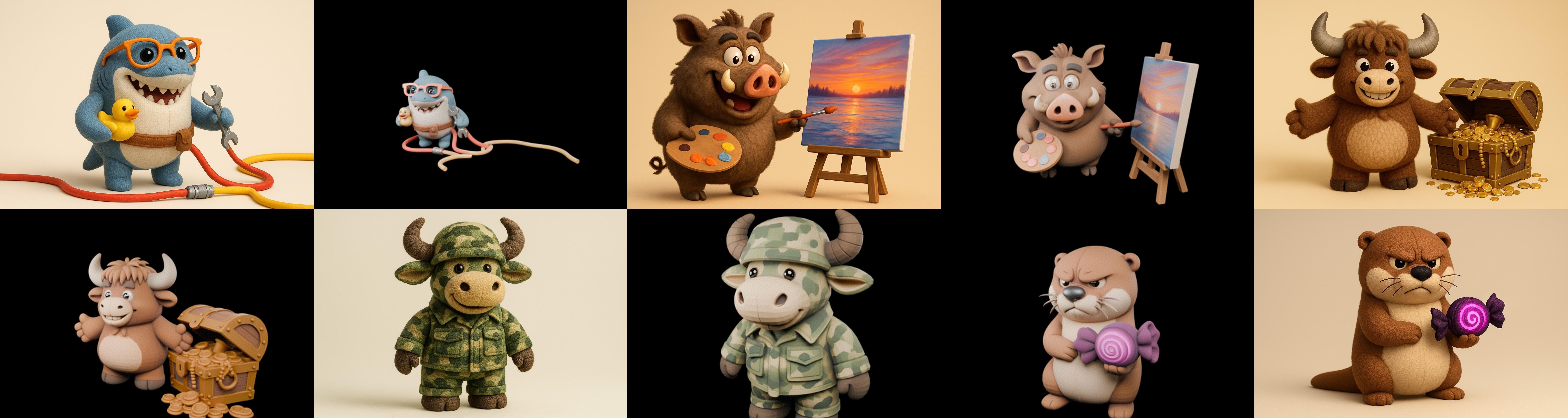 Funny Animals bundle 6 pack 100 glb Low-poly 3D model_15