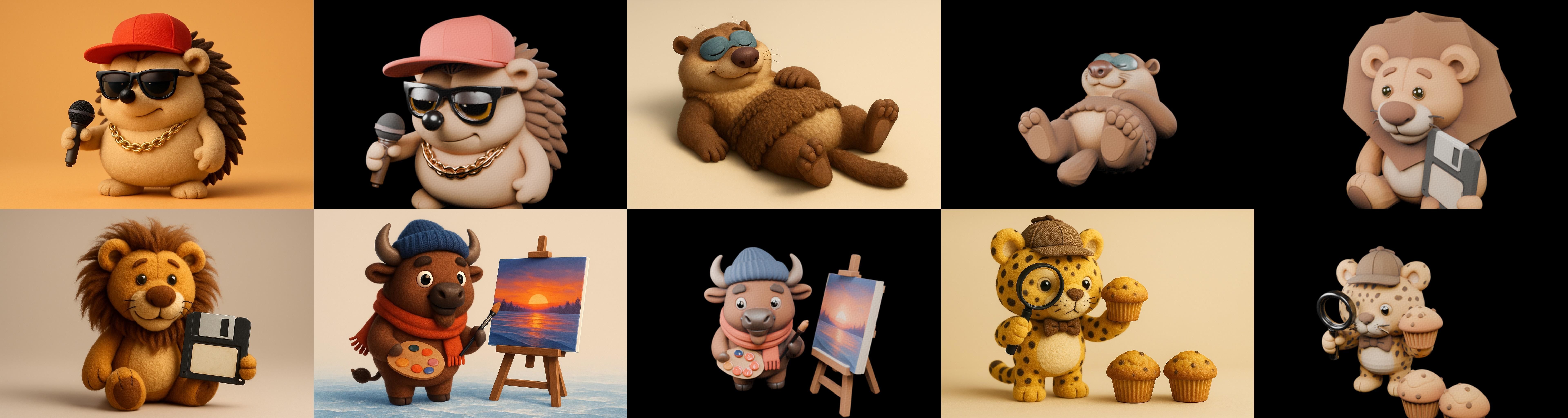 Funny Animals bundle 4 pack 100 glb Low-poly 3D model_15