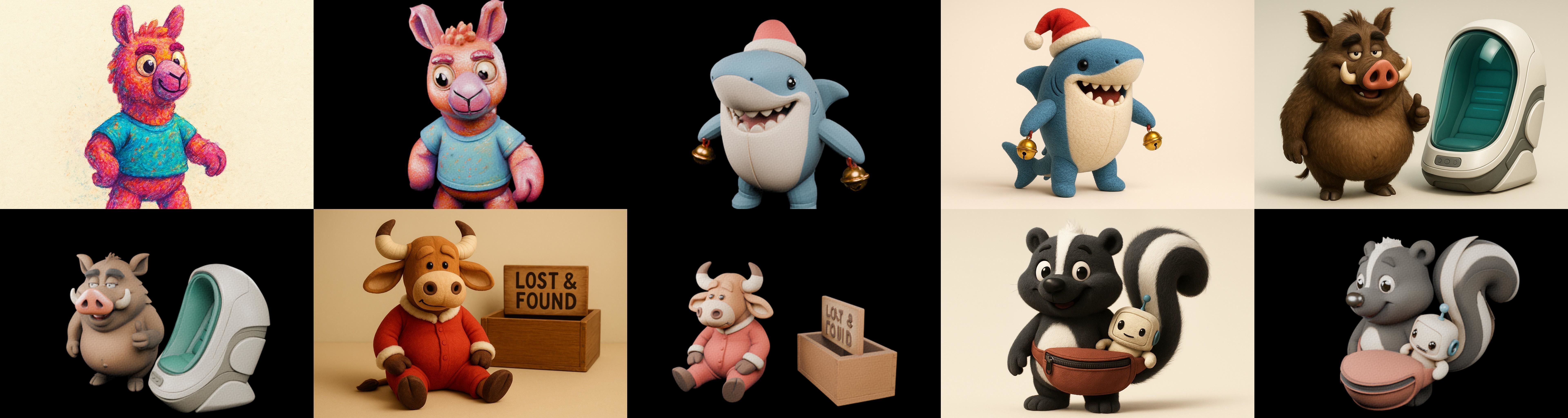Funny Animals bundle 4 pack 100 glb Low-poly 3D model_17