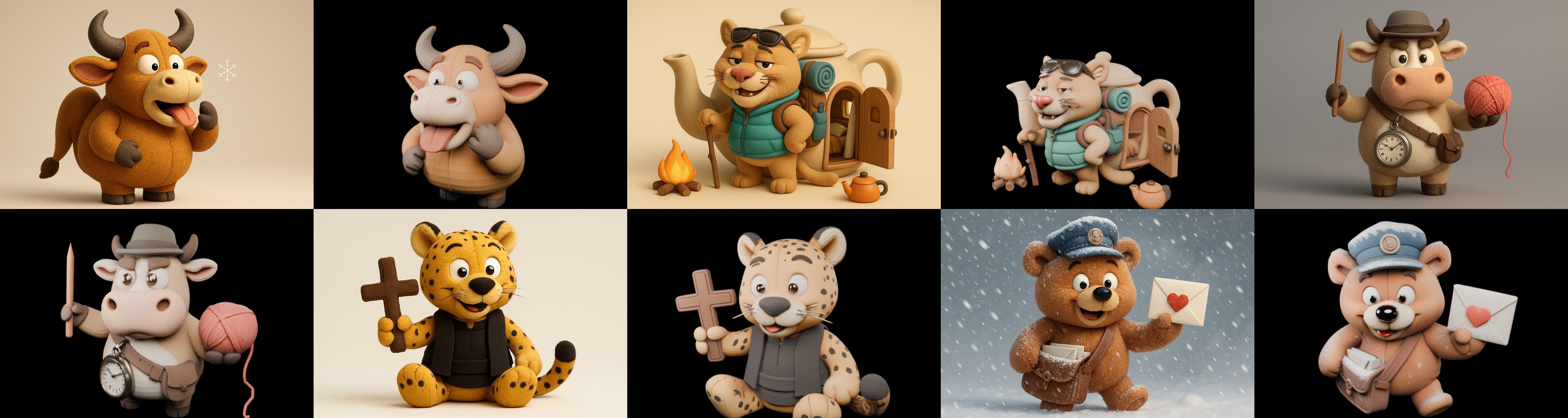 Funny Animals bundle 4 pack 100 glb Low-poly 3D model_12