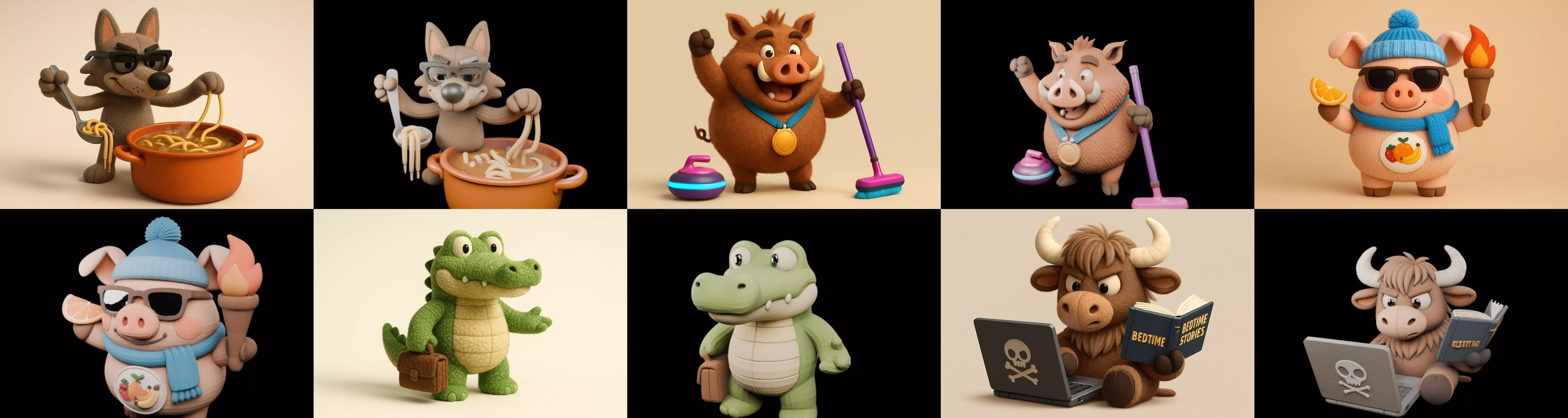 Funny Animals bundle 4 pack 100 glb Low-poly 3D model_0