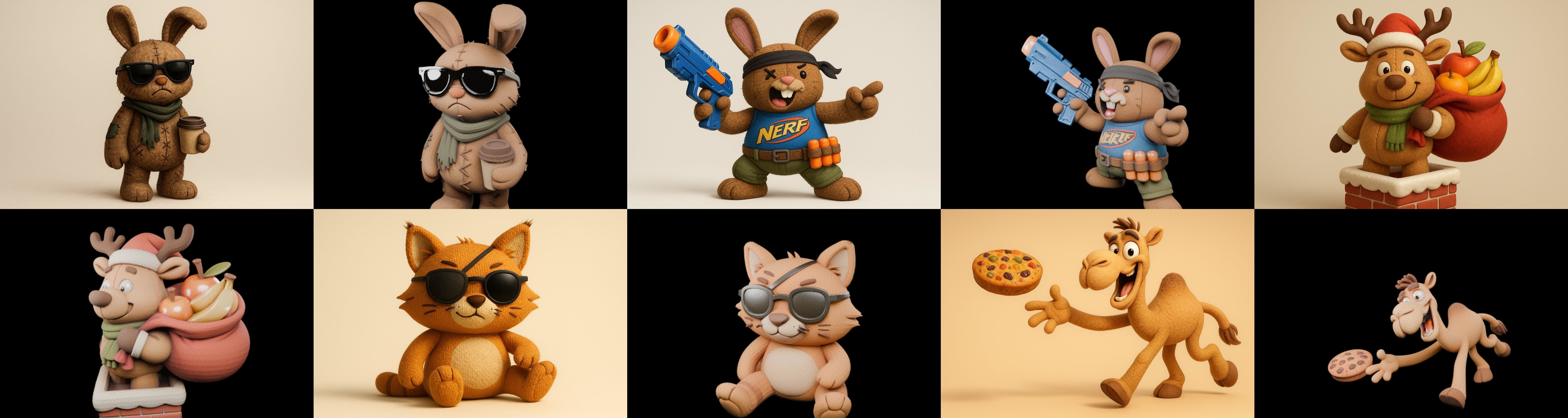 Funny Animals bundle 4 pack 100 glb Low-poly 3D model_1