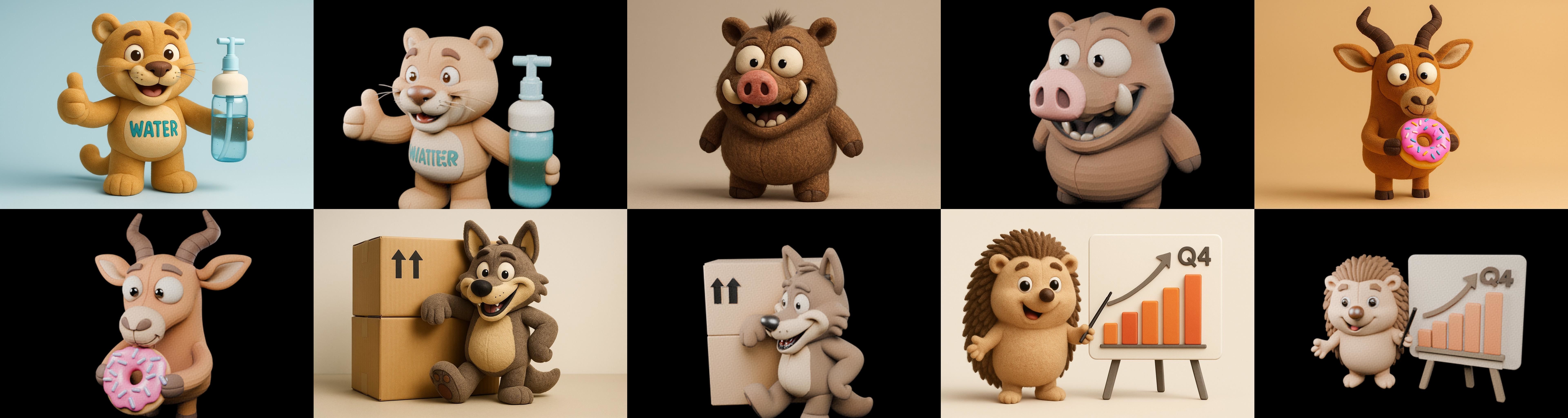 Funny Animals bundle 4 pack 100 glb Low-poly 3D model_5