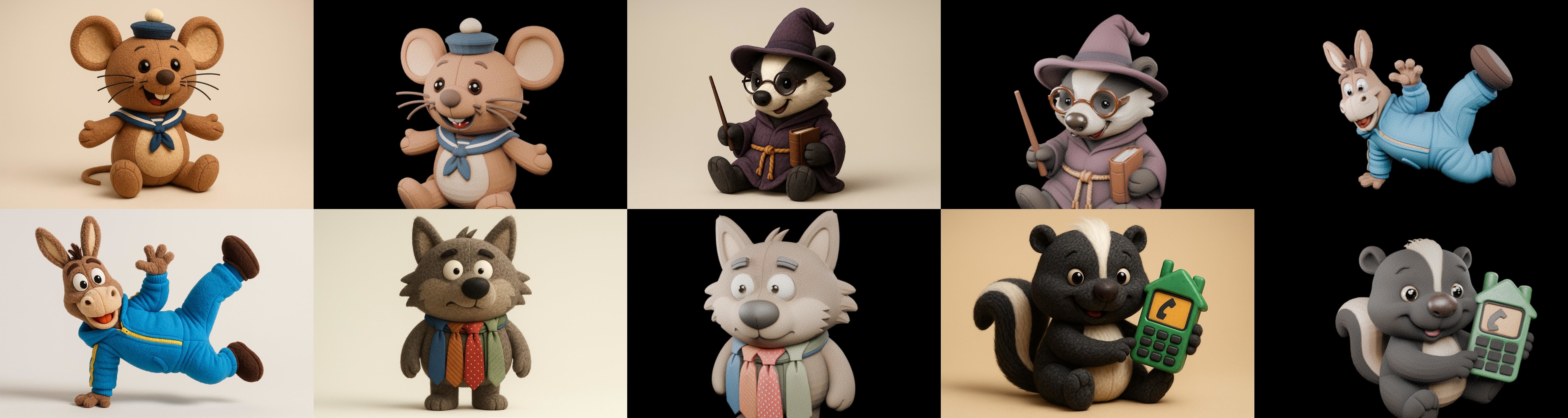 Funny Animals bundle 4 pack 100 glb Low-poly 3D model_16