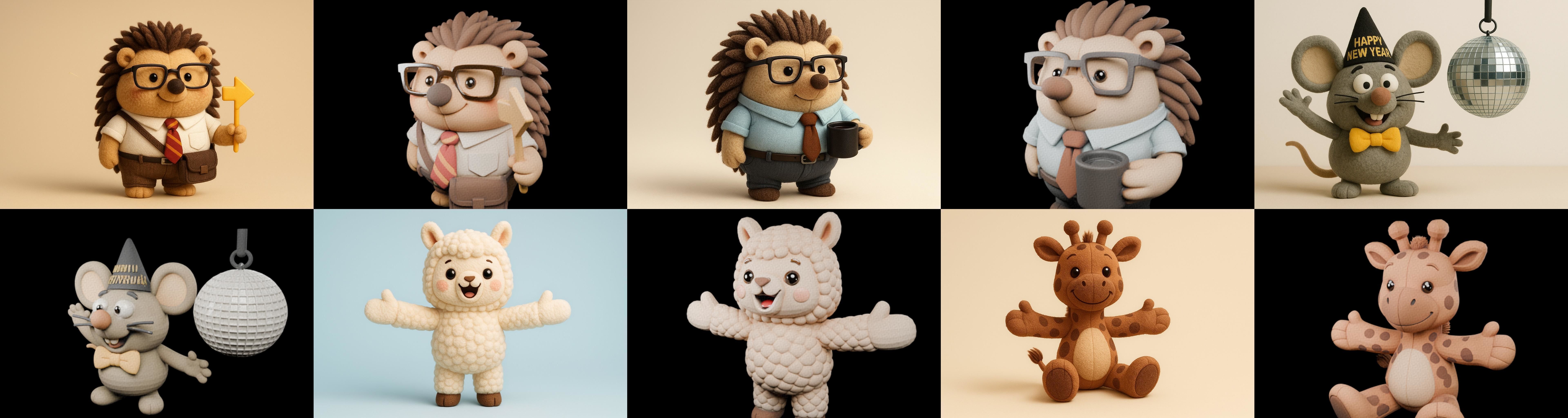 Funny Animals bundle 4 pack 100 glb Low-poly 3D model_11