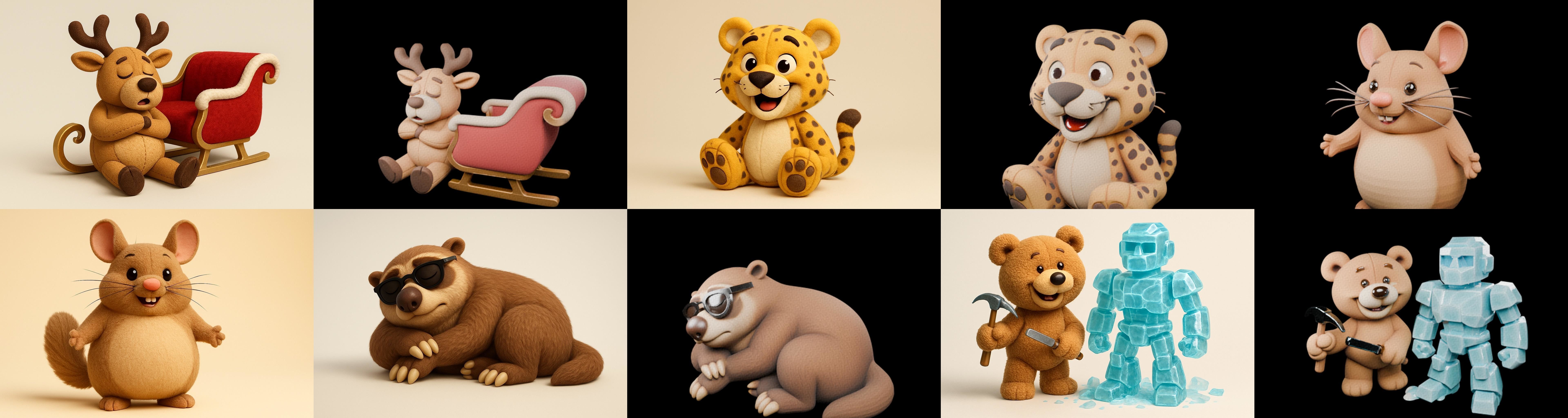 Funny Animals bundle 4 pack 100 glb Low-poly 3D model_14