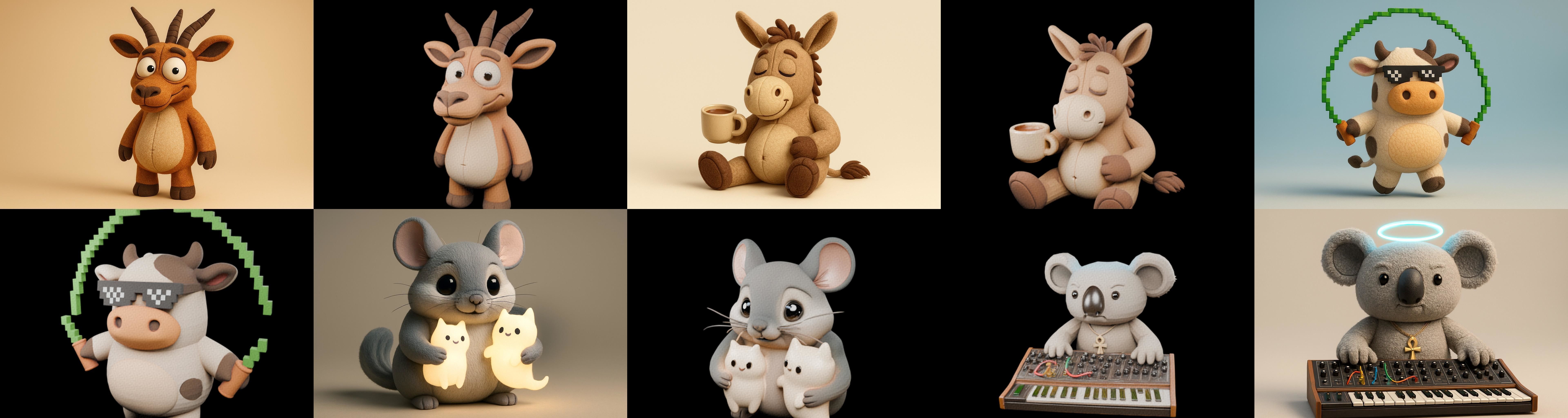 Funny Animals bundle 4 pack 100 glb Low-poly 3D model_6