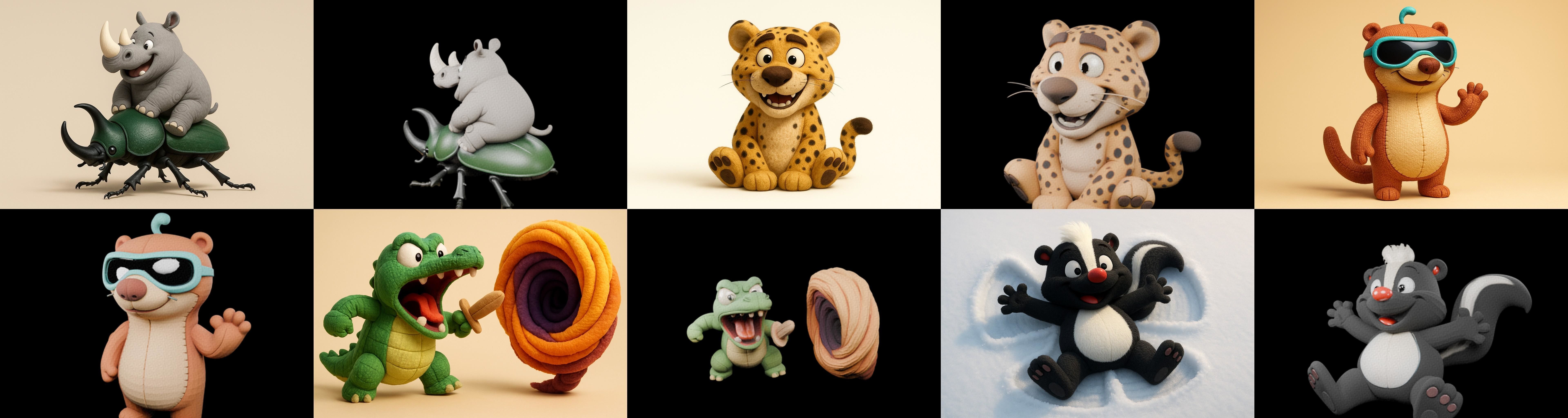 Funny Animals bundle 4 pack 100 glb Low-poly 3D model_8