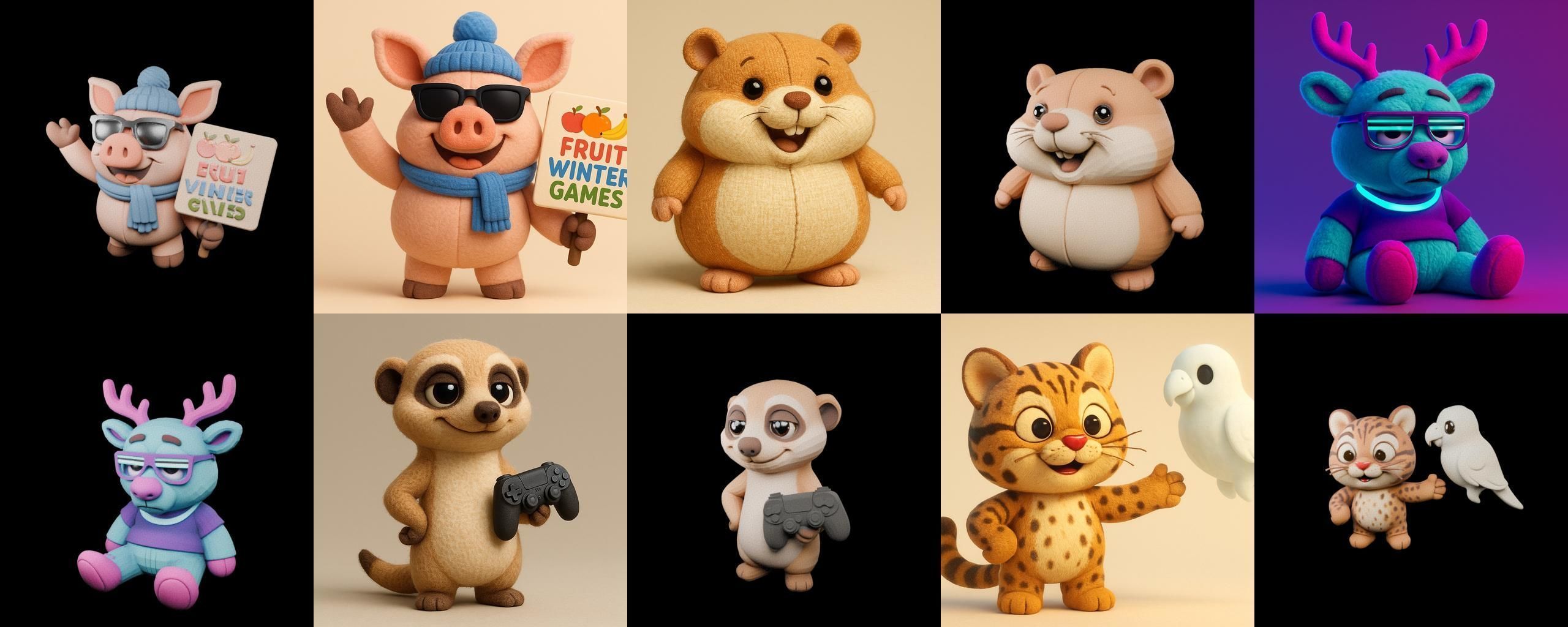 Funny Animals bundle 4 pack 100 glb Low-poly 3D model_19