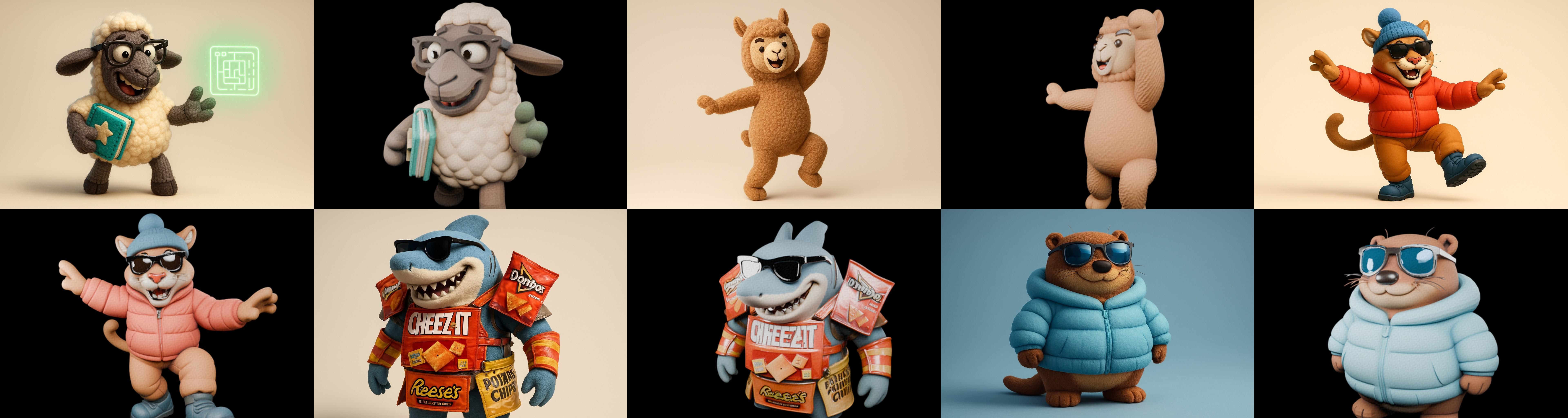 Funny Animals bundle 4 pack 100 glb Low-poly 3D model_2