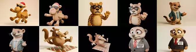 Funny Animals bundle 3 pack 100 glb