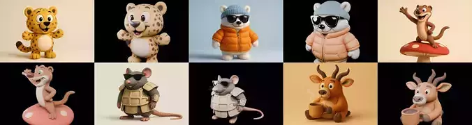 Funny Animals bundle 22 pack 100 glb