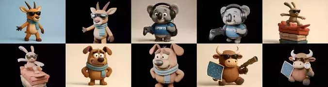 Funny Animals bundle 20 pack 100 glb