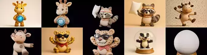 Funny Animals bundle 19 pack 100 glb