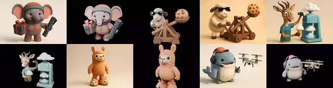 Funny Animals bundle 18 pack 100 glb