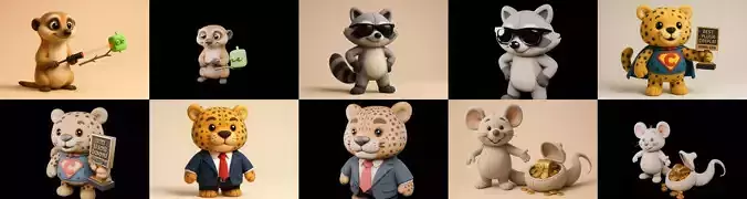 Funny Animals bundle 17 pack 100 glb