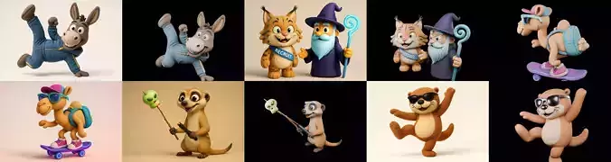 Funny Animals bundle 16 pack 100 glb