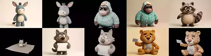 Funny Animals bundle 14 pack 100 glb