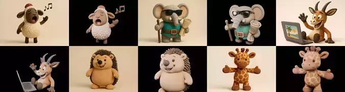 Funny Animals bundle 11 pack 100 glb