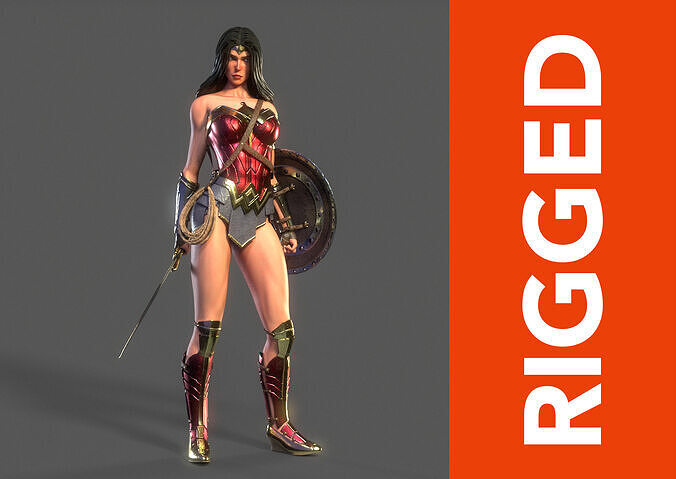 Wonder Woman Rig Low-poly 3D model
