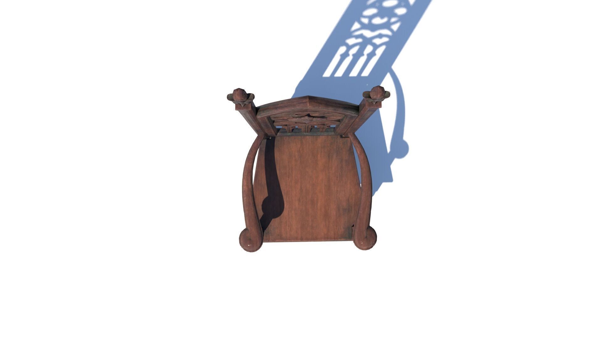 Gothic Throne Chair   Medieval Wooden Armchair PBR 3D model_5