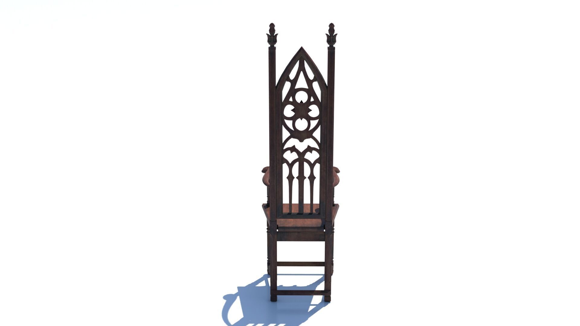 Gothic Throne Chair   Medieval Wooden Armchair PBR 3D model_2