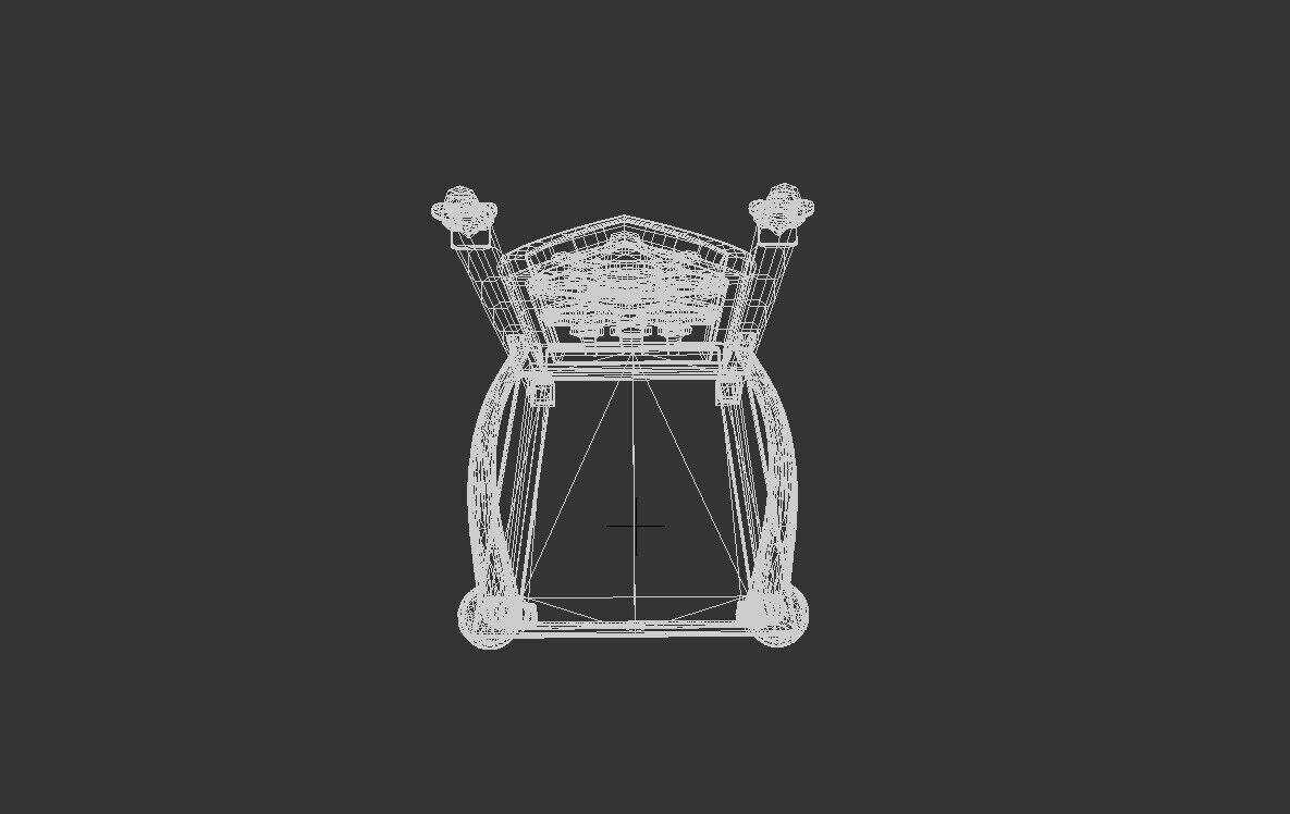 Gothic Throne Chair   Medieval Wooden Armchair PBR 3D model_11