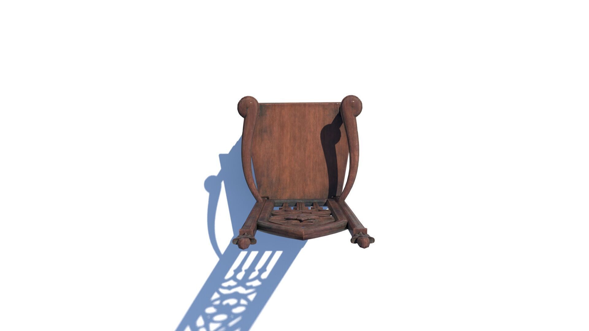 Gothic Throne Chair   Medieval Wooden Armchair PBR 3D model_6