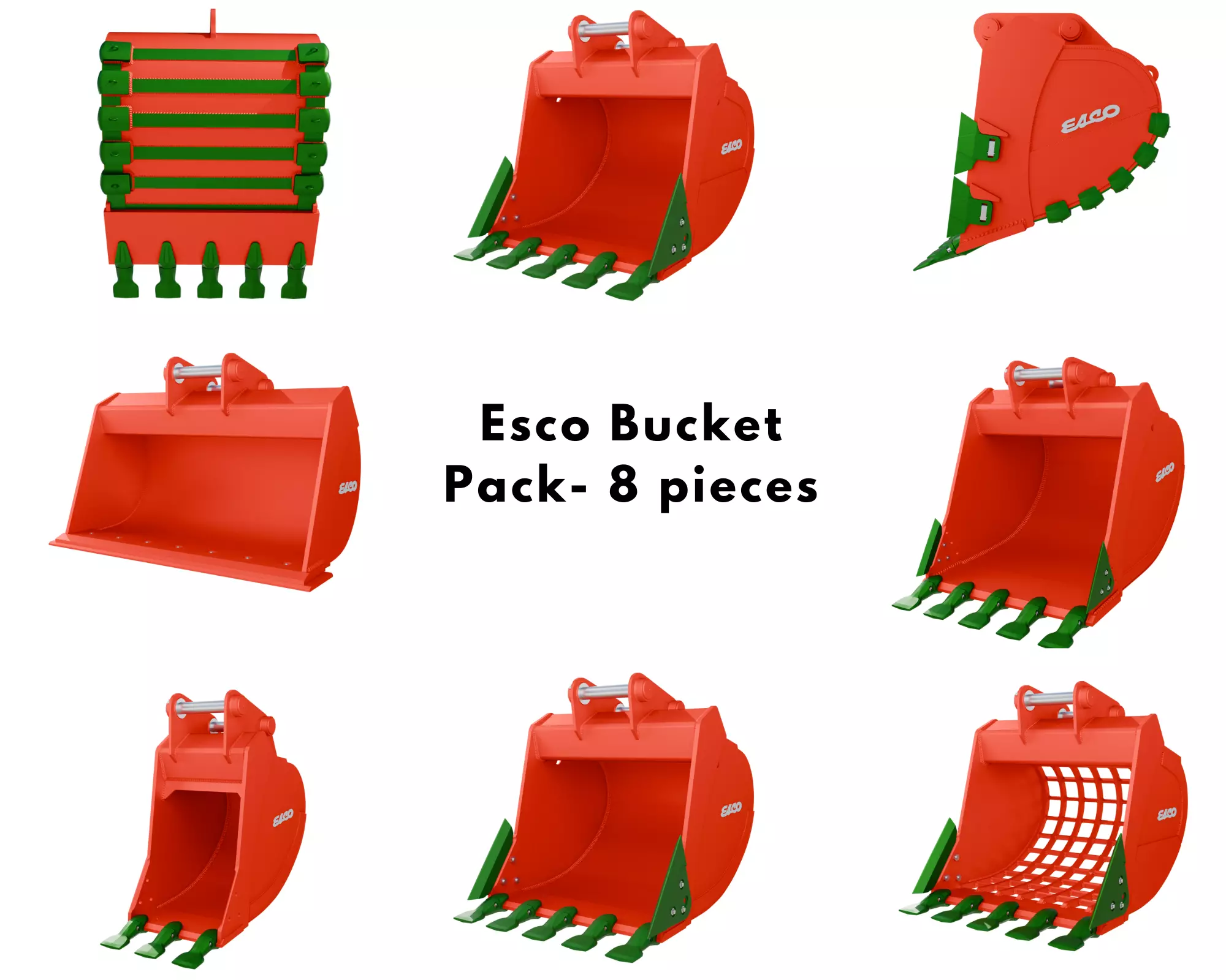 ESCO Bucket Pack  8  Excavator Attachments  3D Model Collection_0