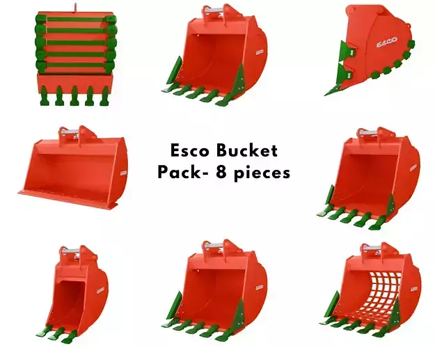 ESCO Bucket Pack  8  Excavator Attachments  3D Model Collection