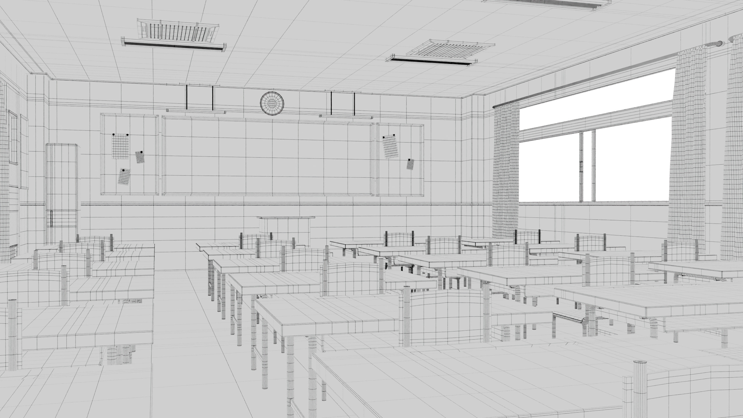 Anime Classroom 3D model_4