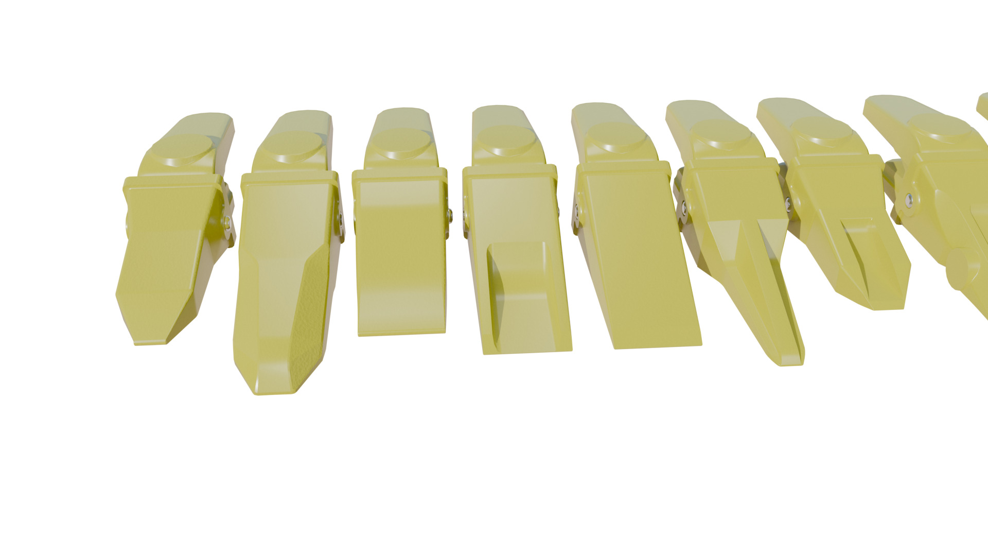 Bucket Teeth Pack Universal Excavator Loader Attachments  Low-poly 3D model_4