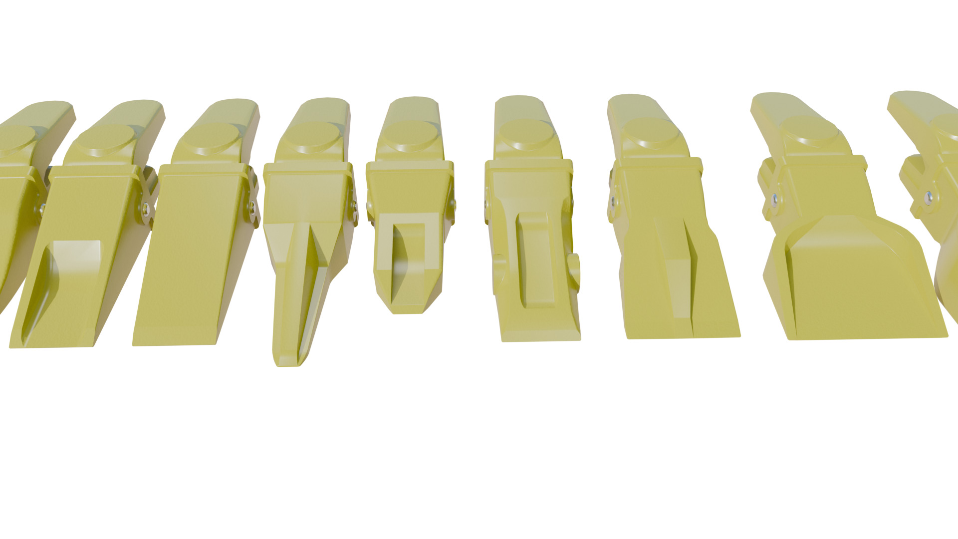 Bucket Teeth Pack Universal Excavator Loader Attachments  Low-poly 3D model_3